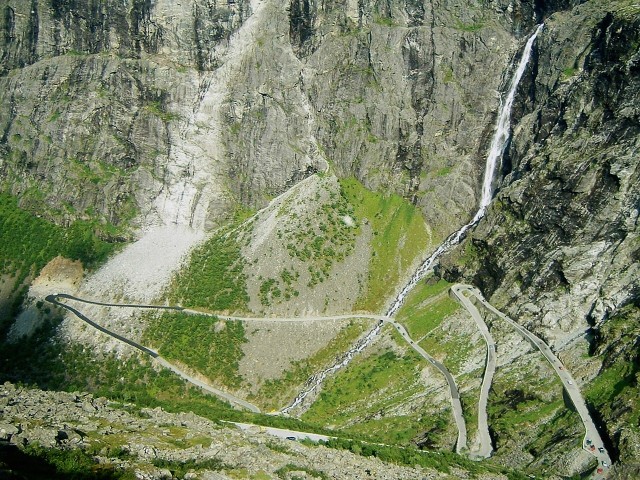 Part of the Trollstigen road seen from the top.