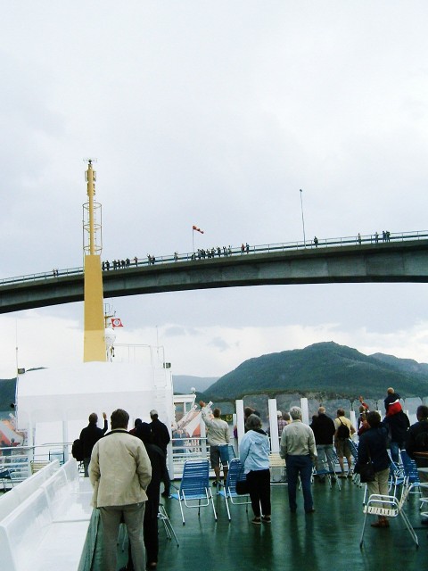 Passing under one of many bridges.