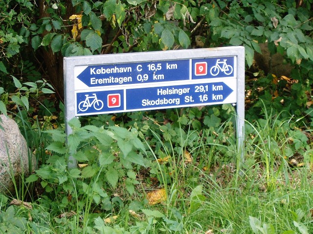 Danish cycle route signs, similar to those in Germany and the Netherlands and more useful than any f...