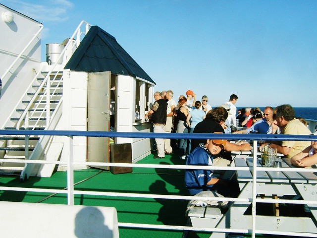 The bar on board the ship. This would be the first of many wonderfully sunny days.