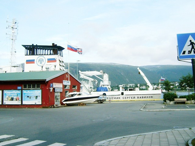 A Russian ship in Troms harbour. They come here to be renovated.