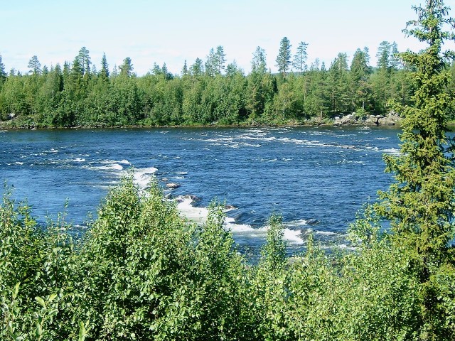 The Muonionjoki river, which forms the border between Finland and Sweden.