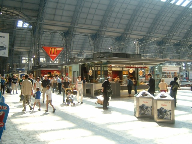 Frankfurt station, where I managed to buy maps, a newspaper, all sorts of food and, of course, a cou...