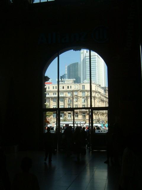 Frankfurt, seen from inside the station.