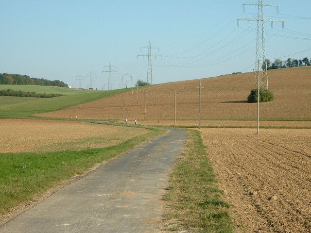 Oh, a hill. Not sure if I can remember how to do these. This is the cycleway approaching Waldbttelb...