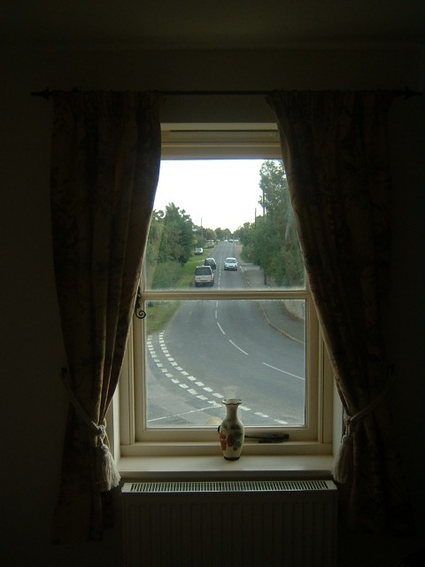 The view back to the A40 from my room in my first night's hotel, the Chequers Inn in Cassington.