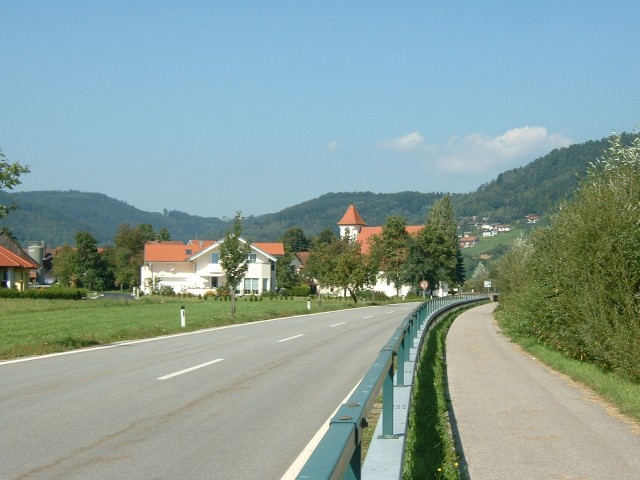The village of Kasten. At this point, the Danube cycleway ran alongside a road and even the petrol s...
