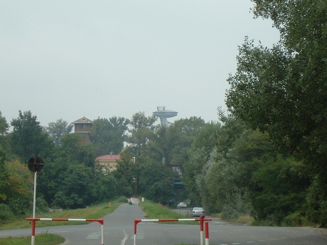 A view of the New Bridge from the cycleway heading out of Bratislava.