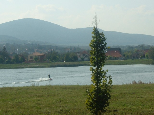 One of the waterskiers at Budakalasz on the approach to Budapest.