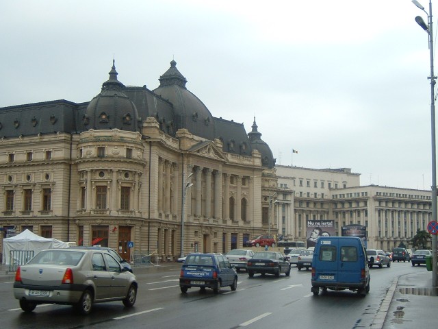 This is George Enescu Square in Bucharest on Wednesday morning The big building with the domes is th...