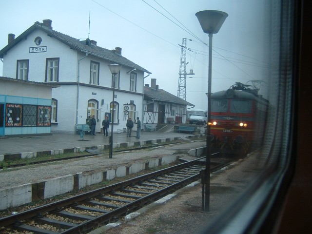 The station at Byala, as it says on the end of the building. They use the Cyrillic alphabet in Bulga...