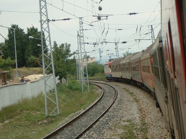 There's the Bosphorus Bridge up ahead. The train was nothing like this long when I boarded it in Buc...