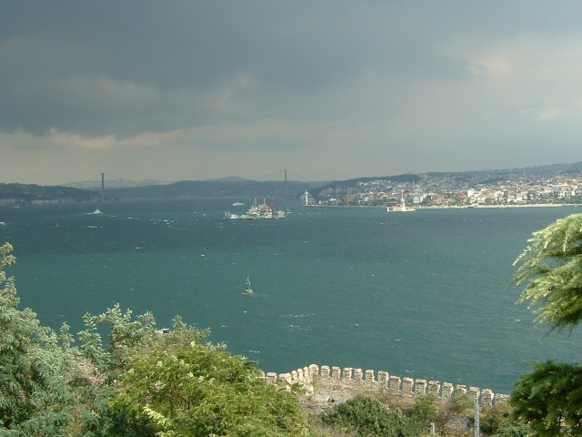 There's the bridge, and a boat.