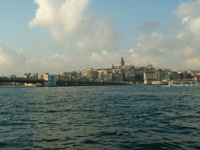 There's the Galata bridge on the left, and the Galata Tower in the middle.