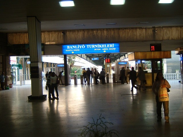 Inside the station. I don't want to catch a train; I just came in here for the amusement of seeing T...