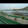 The cycleway goes through the middle of the audience at this arena in Tulln, which must be rather di...