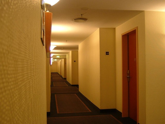 The hotel's corridors seemed less plush than any other part of it.