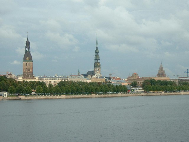 Riga's old town seen from the bridge.