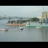 The ship is the Cruiser Aurora, St. Petersburg's equivalent of HMS Belfast. It seems to be drawing t...
