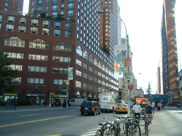 Provision for bicycles in New york seems pretty good. This is Union Square.