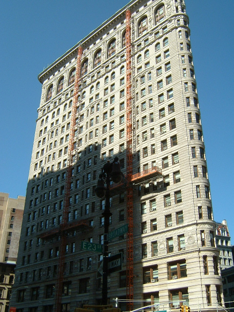 The Flatiron Building, shaped to fit the sharp wedge of land between Broadway and 5th Avenue. Some s...