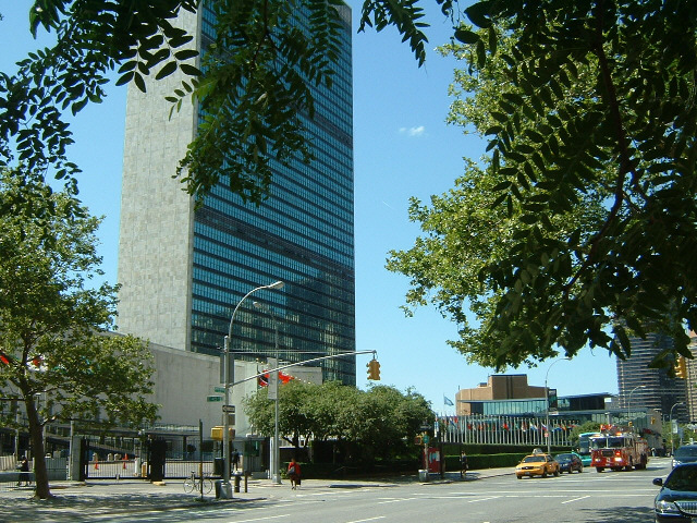 The United Nations building. Word of my trip got out on an Internet newsgroup while I was on the shi...