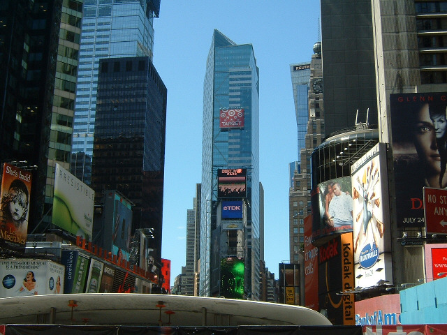 Times Square. There's some kind of roadworks hut in front of me but it looked like the area beyond i...
