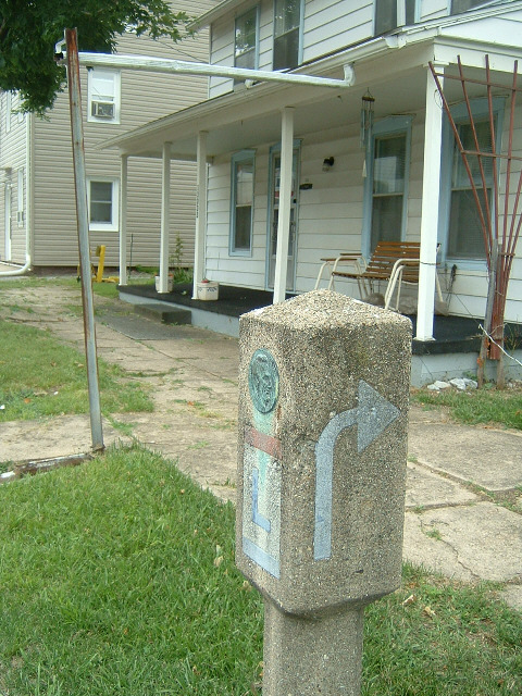 A marker for the Lincoln Highway in Fort Loudon. The cycle route has been off and on the Lincoln Hig...