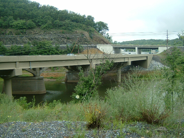 Bridges on the approach to Bedford. The river here is known as the Raystown Branch.