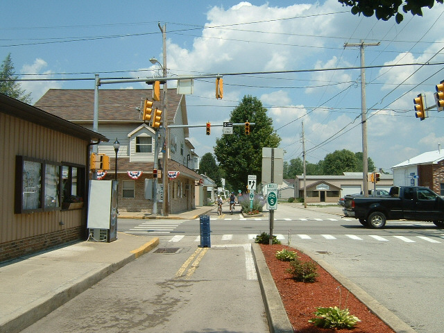 The cycle lane through Connellsville.