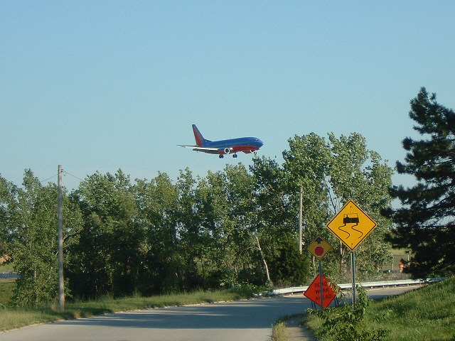 My route passed the end of the airport near here. The next incoming plane passed directly overhead a...