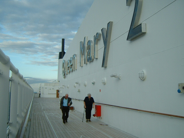 The deck here is marked out for some kind of game called shufflleboard.