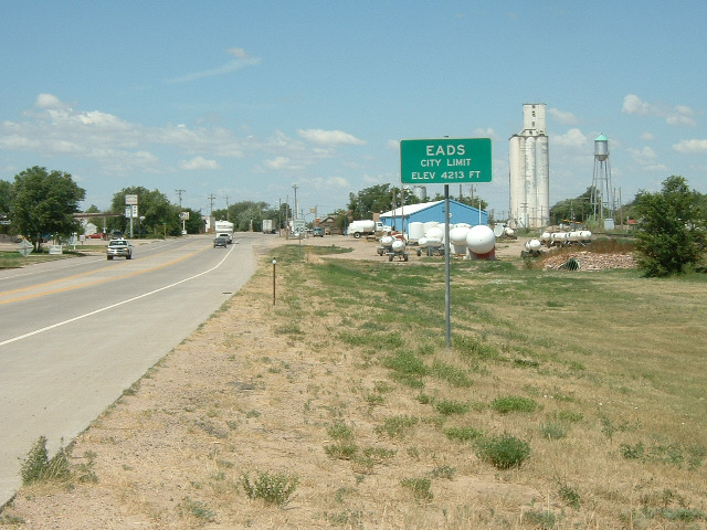 Towns in Colorado don't give their populations but do give their altitudes. This is Eads, at 1284 m....