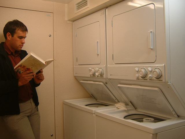 Waiting for my clothes to dry. I borrowed this book about Chaucer by Terry Jones from the ship's lib...