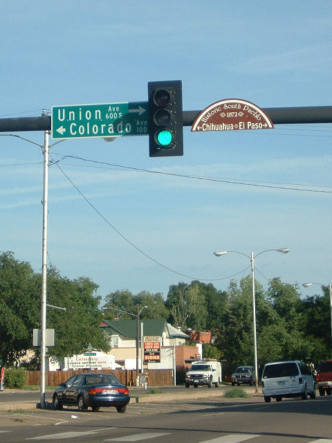 All of the roads in this part of Pueblo have brown signs giving their original Spanish names.
