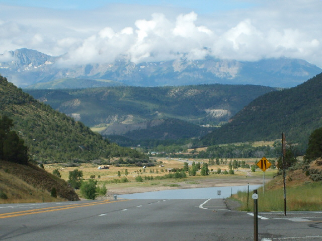 The road here looks like it plunges straight into Ridgway Reservoir.