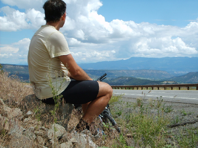 Taking a break on the way up to the Dallas Divide, a 2734 metre pass.