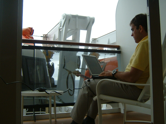 I've brought a piece of ethernet cable with me but not a dial-up modem cable because I didn't think ...