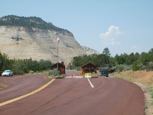 The entrance to Zion Park, where I was given the crushing news that I wouldn't be allowed through th...