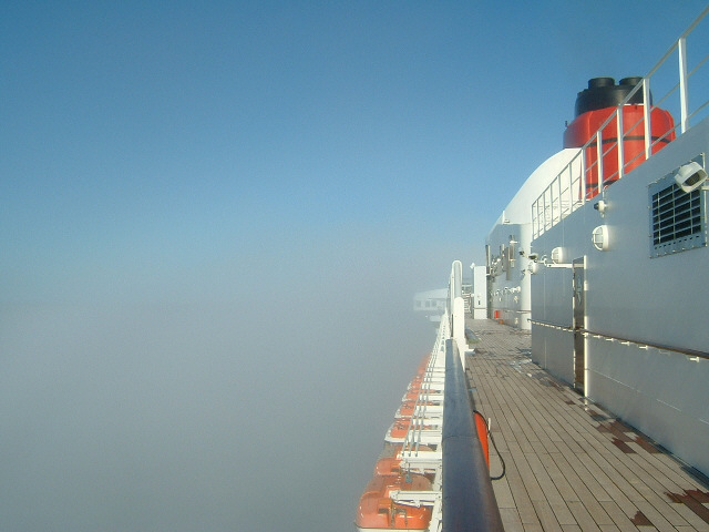 There's some pretty dense fog on the sea at the moment. From the middle of the lower observation dec...