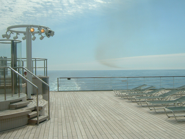 We're leaving a trail in the sea and a trail in the air here. I'm not sure why the trail of smoke is...