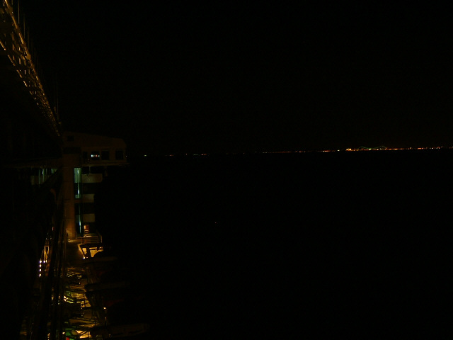 We're on the final approach to New York now. The Verazano Narrows Bridge can be seen as a string of ...