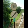 Here's a good one. A sign used to denote a cycle route: 'no cycling'!