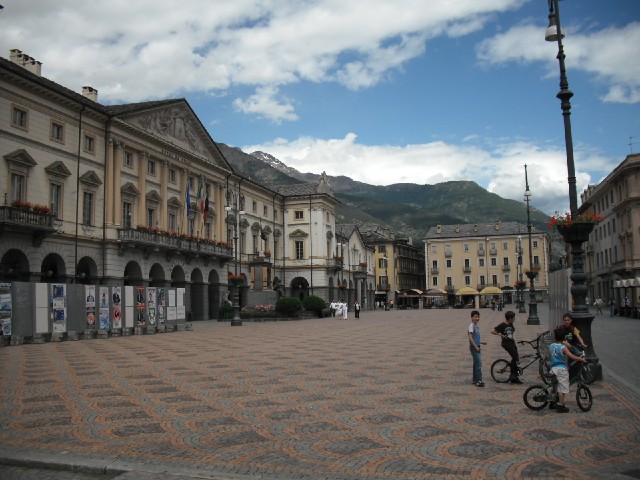 The main square in Aosta. I was shadowed through the city centre by an itinerant accordionist. I don...