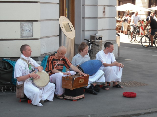 A Hare Krishna group in Ljubljana.