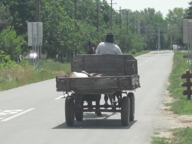 I didn't have to come far into Serbia to see horse-drawn carts. There were several in the first vill...