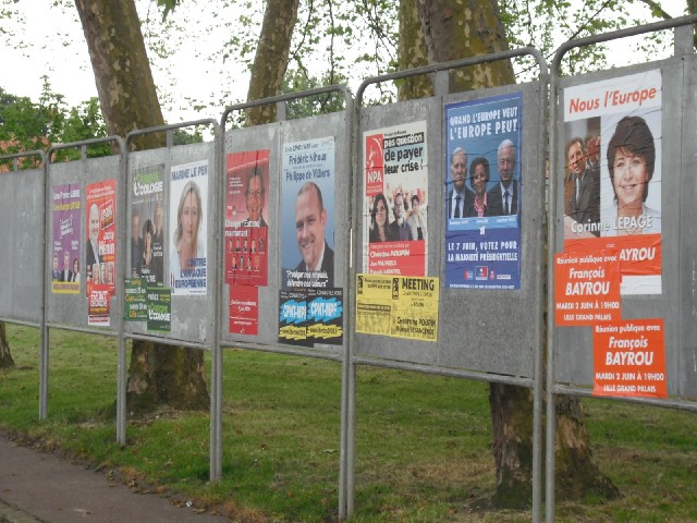 Posters for the upcoming European election. Voting takes place in Britain next Thursday but I don't ...