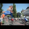 This is the start of the 97 km event in the Franja Marathon, a large cycling event. There were hundr...