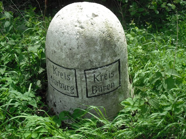 Another old marker, this time on a county boundary.