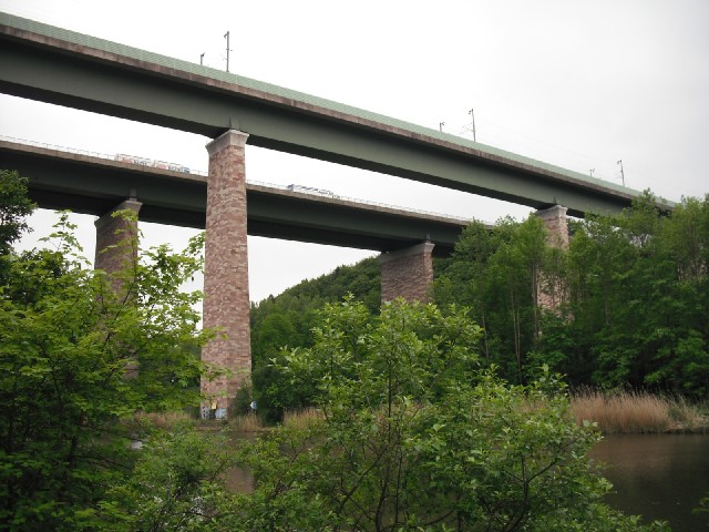 Bridges for a motorway and a high-speed railway line.